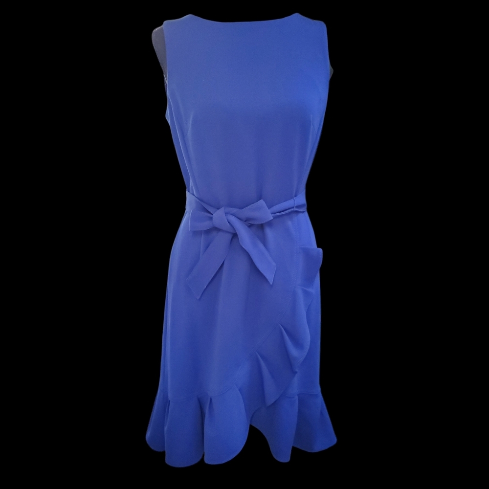 Size 4 Calvin Klein Asymmetrical Blue Dress